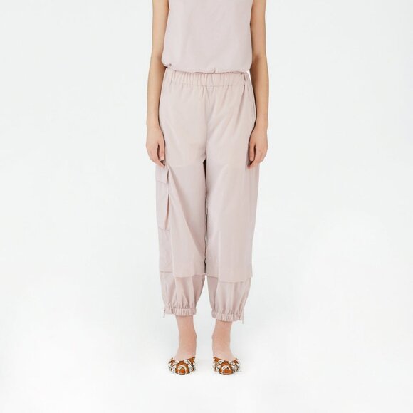 Tibi Crispy Nylon Wilt Jogger in Powder Pink Size Large - Picture 1 of 5